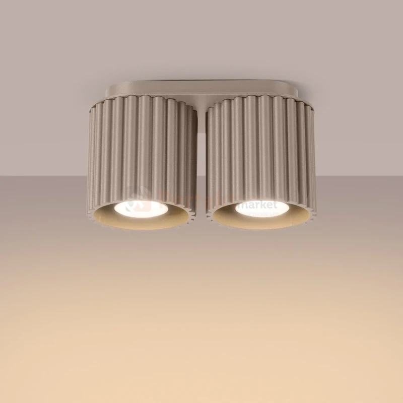 Plafon AURA 2xGU10 oprawa sufitowa ryflowana SL.1815 IP20 taupe perfektmarket (1).webp