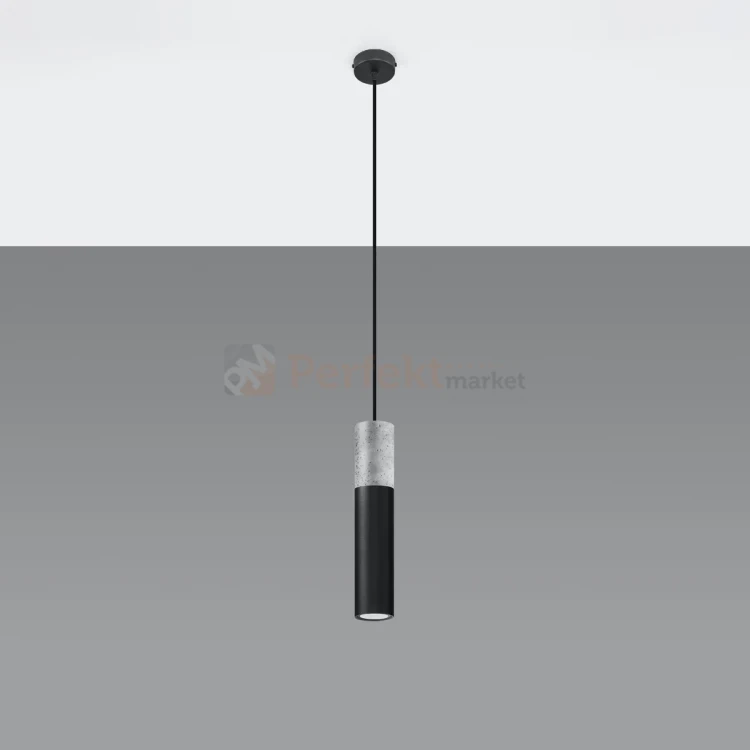 Lampa wisząca betonowa Sollux Borgio 1 1xGu10 SL.0650 IP20 - czarna 01