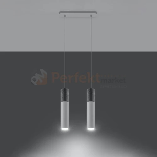 Lampa wisząca betonowa Sollux Borgio 2 2xGu10 SL.0648 IP20 - biała 02