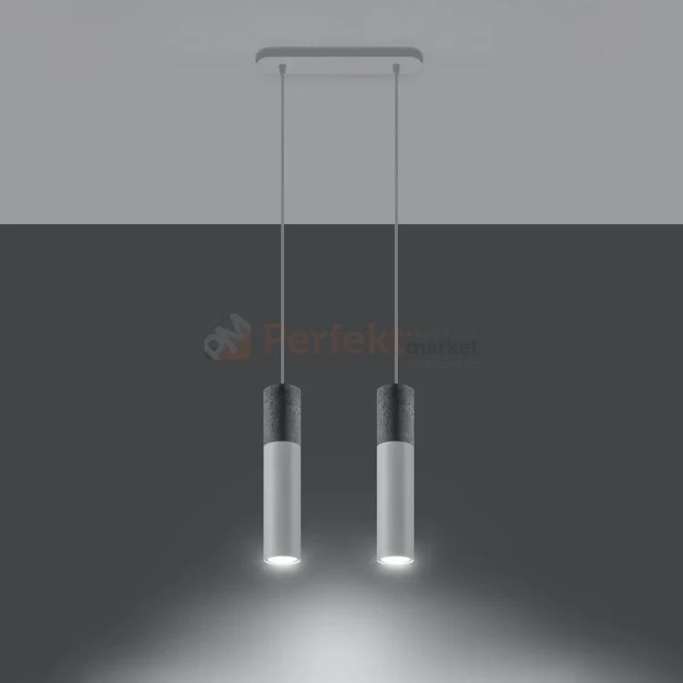 Lampa wisząca betonowa Sollux Borgio 2 2xGu10 SL.0648 IP20 - biała 02