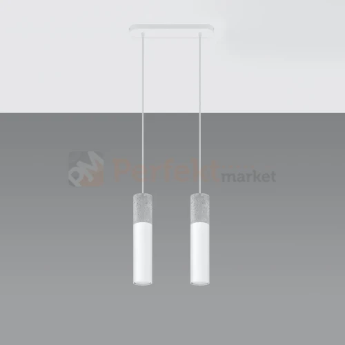 Lampa wisząca betonowa Sollux Borgio 2 2xGu10 SL.0648 IP20 - biała  01