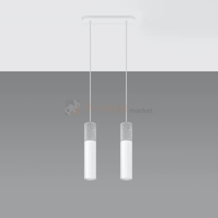 Lampa wisząca betonowa Sollux Borgio 2 2xGu10 SL.0648 IP20 - biała  01