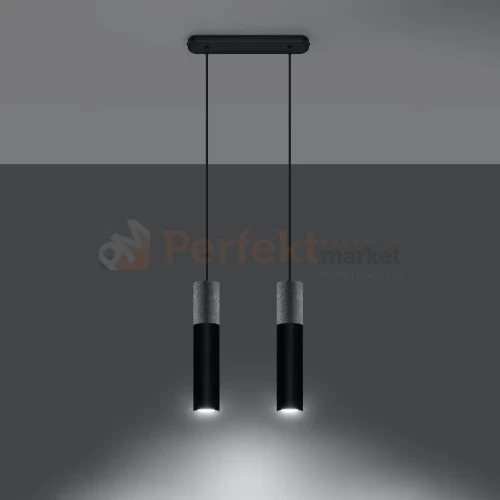 Lampa wisząca betonowa Sollux Borgio 2 2xGu10 SL.0651 IP20 - czarna 02