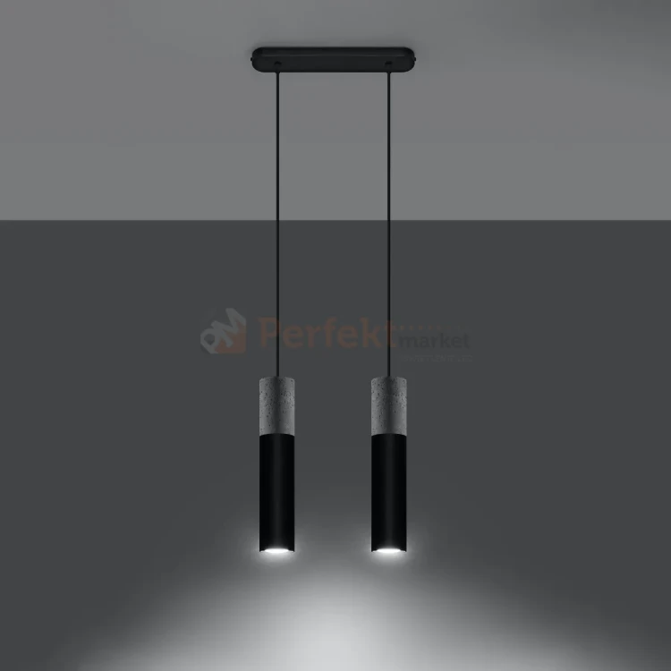 Lampa wisząca betonowa Sollux Borgio 2 2xGu10 SL.0651 IP20 - czarna 02