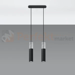 Lampa wisząca betonowa Sollux Borgio 2 2xGu10 SL.0651 IP20 - czarna
