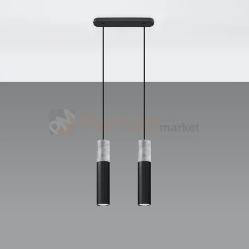 Lampa wisząca betonowa Sollux Borgio 2 2xGu10 SL.0651 IP20 - czarna 01