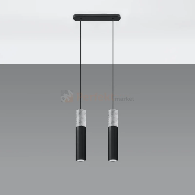 Lampa wisząca betonowa Sollux Borgio 2 2xGu10 SL.0651 IP20 - czarna 08