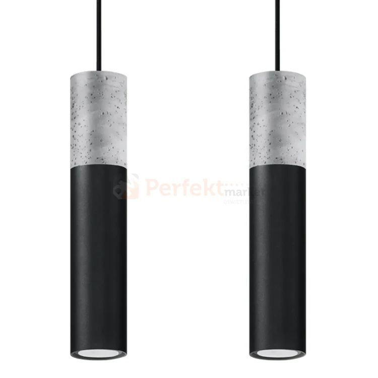 Lampa wisząca betonowa Sollux Borgio 2 2xGu10 SL.0651 IP20 - czarna 06