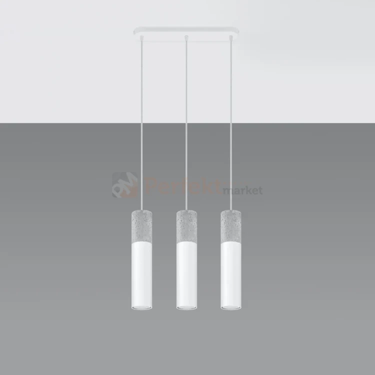 Lampa wisząca betonowa Sollux Borgio 3 3xGu10 SL.0649 IP20 - biała 01