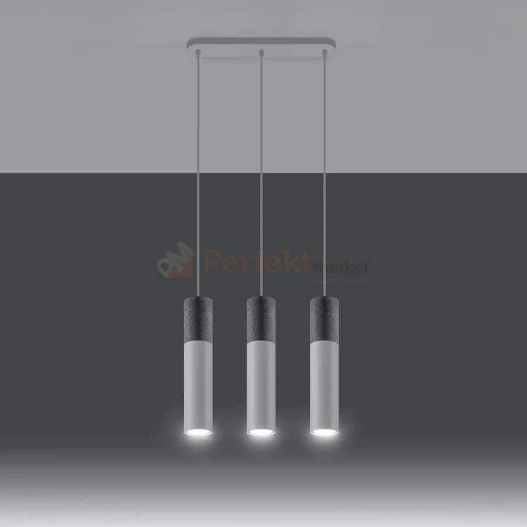 Lampa wisząca betonowa Sollux Borgio 3 3xGu10 SL.0649 IP20 - biała 06