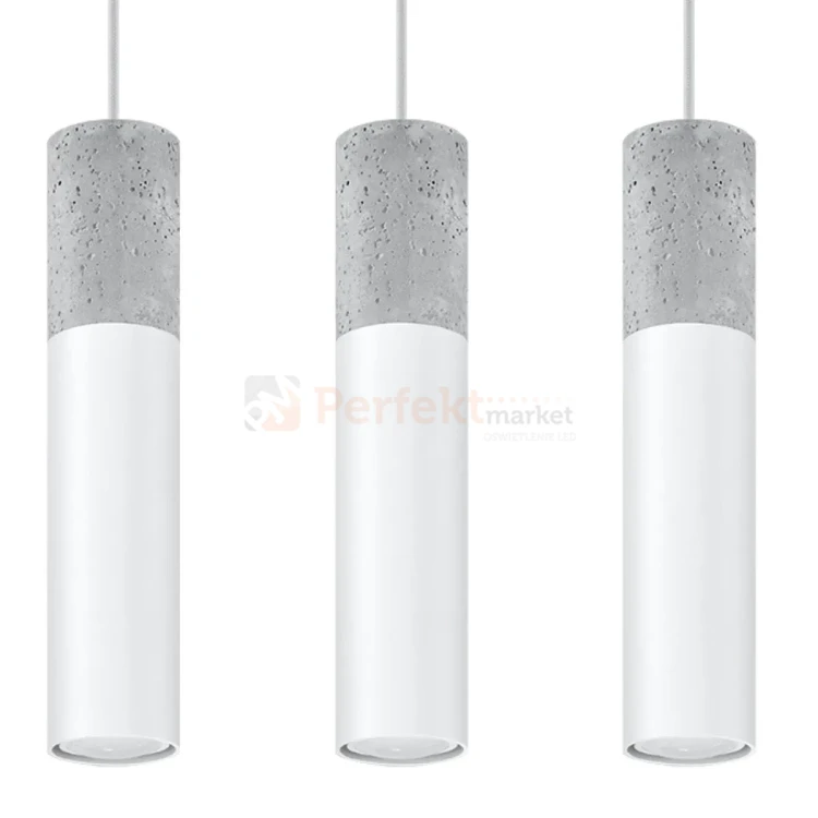 Lampa wisząca betonowa Sollux Borgio 3 3xGu10 SL.0649 IP20 - biała 07