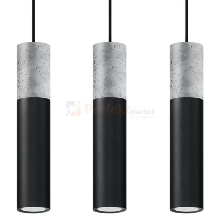 Lampa wisząca betonowa Sollux Borgio 3 3xGu10 SL.0652 IP20 - czarna 06