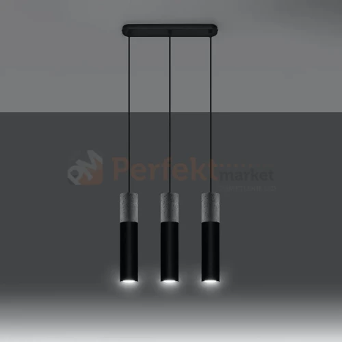 Lampa wisząca betonowa Sollux Borgio 3 3xGu10 SL.0652 IP20 - czarna 02