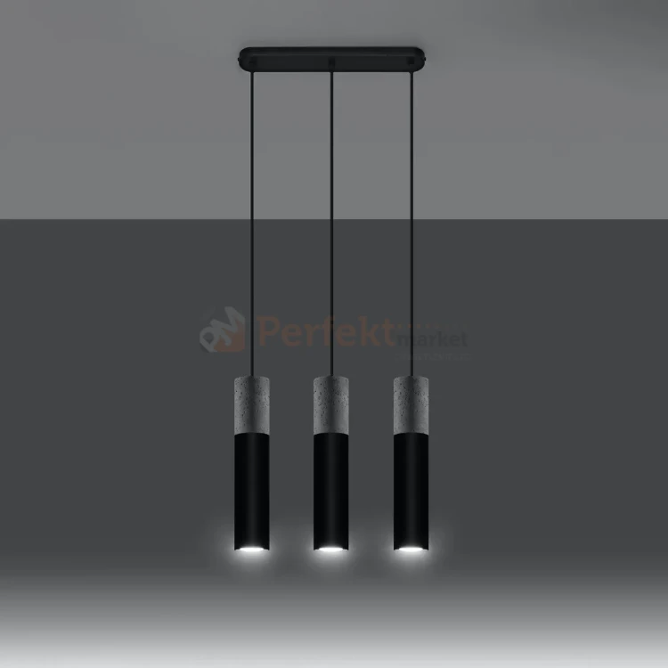 Lampa wisząca betonowa Sollux Borgio 3 3xGu10 SL.0652 IP20 - czarna 02