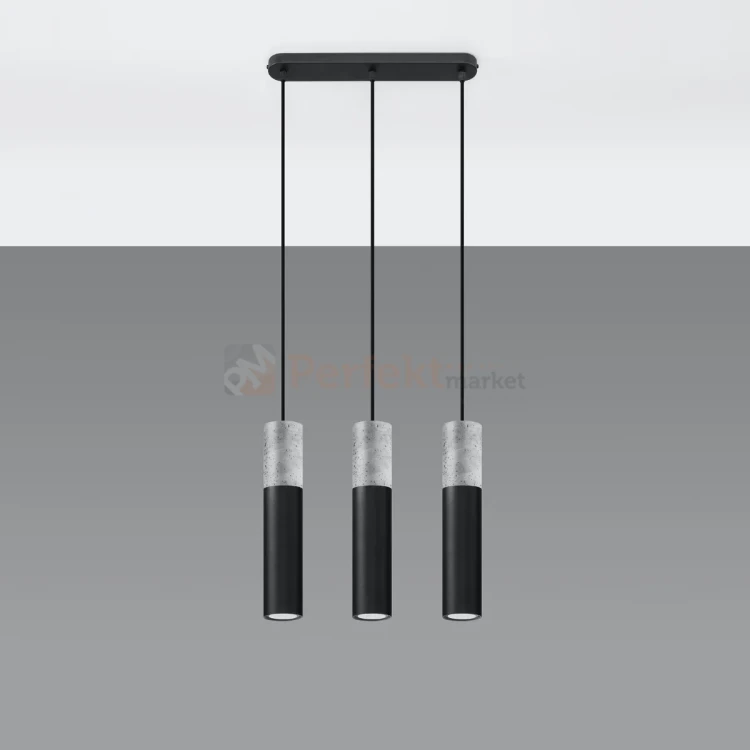 Lampa wisząca betonowa Sollux Borgio 3 3xGu10 SL.0652 IP20 - czarna 01