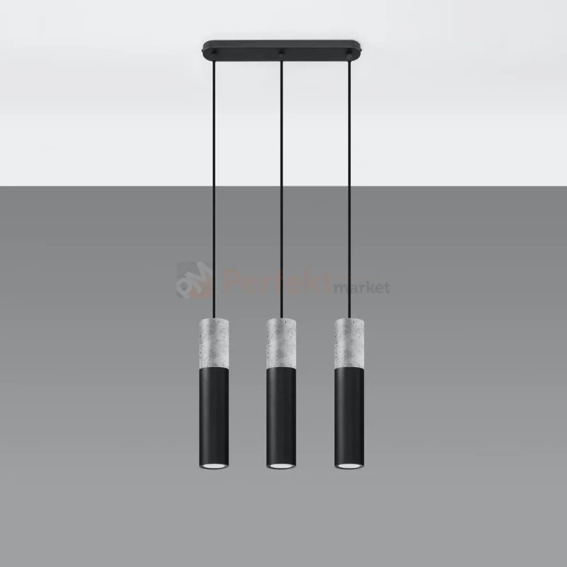 Lampa wisząca betonowa Sollux Borgio 3 3xGu10 SL.0652 IP20 - czarna 08