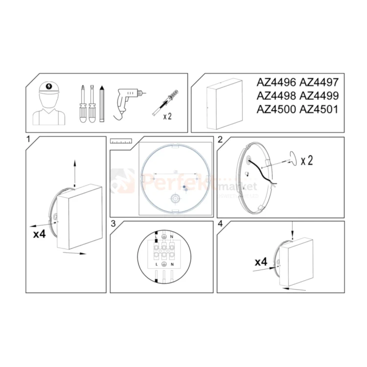 Azzardo oprawa sufitowa zewnętrzna CASPER SQUARE 15W 1300lm 3000K szara IP54 AZ4498 montaż perfektmarket.webp