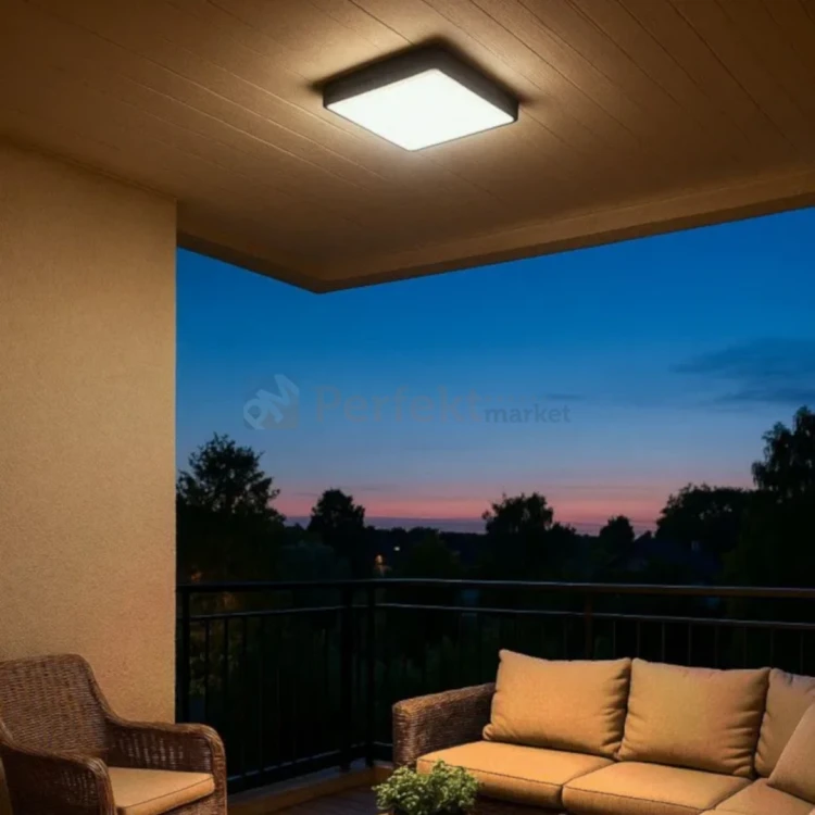 Lampa zewnętrzna sufitowa plafon LED nowoczesny BENI 28cm CCT IP65 szara perfektmarket (2).webp