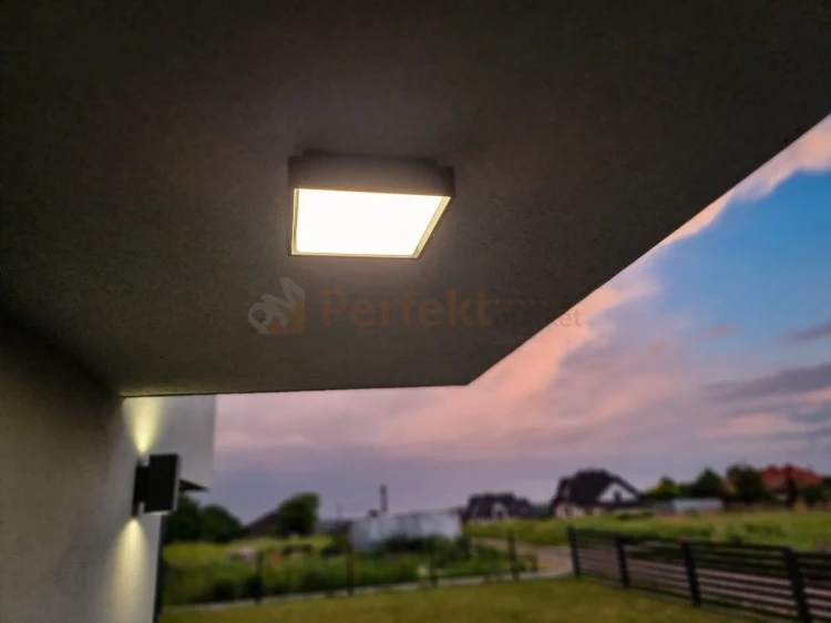Lampa zewnętrzna sufitowa plafon LED nowoczesny BENI 20cm CCT IP65 szara perfektmarket (1).webp