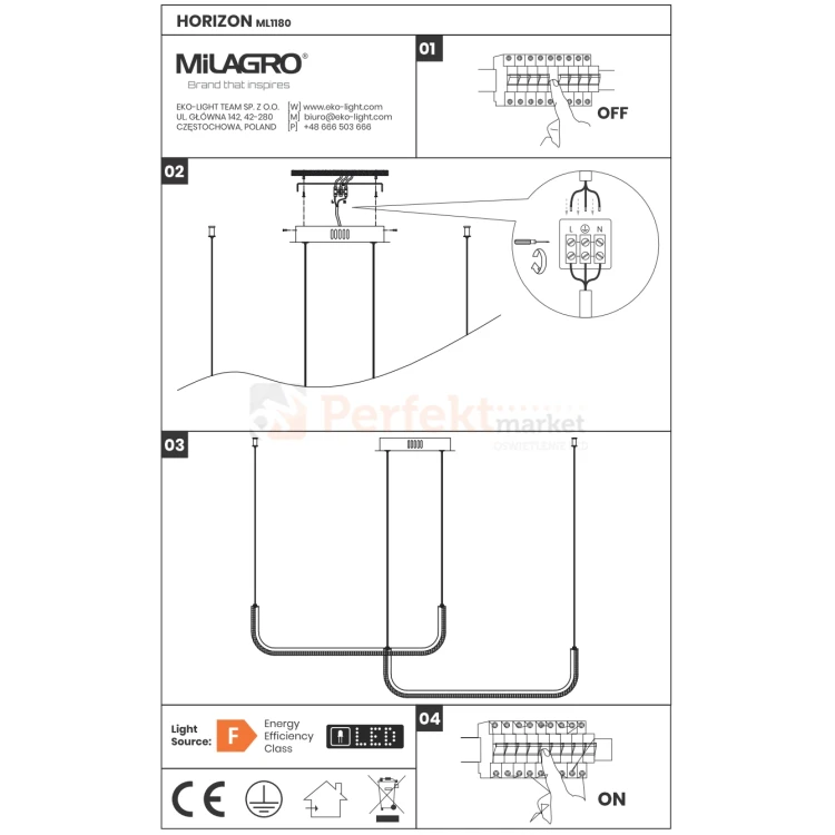 Lampa wisząca LED HORIZON nowoczesny design czarna 4000K Milagro perfektmarket (6).webp