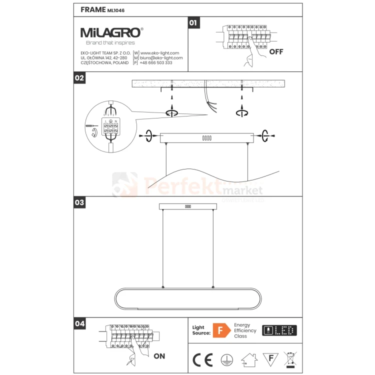 Nowoczesna lampa wisząca LED ramka czarna FRAME 42W 4000K Milagro perfektmarket (6).webp