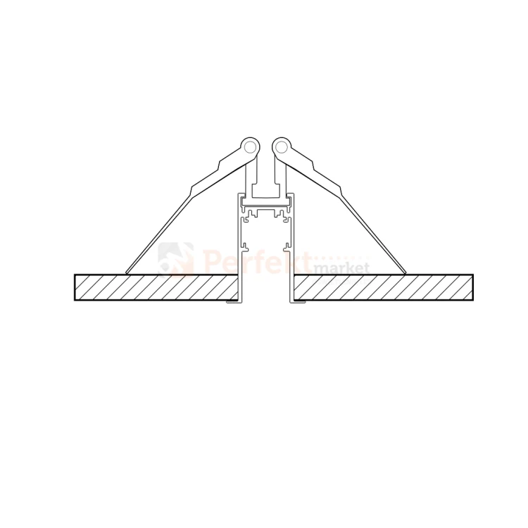 szyna magnetyczna podtynkowa SHIFT czarna z wąsem do wpuszczenia w GK rzut perfektmarket.webp