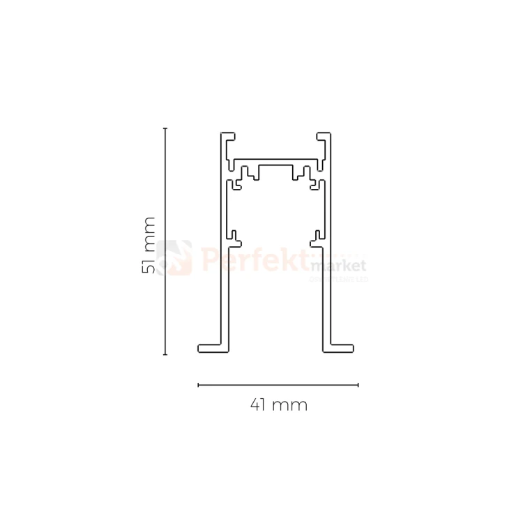szyna magnetyczna podtynkowa SHIFT czarna z wąsem do wpuszczenia w GK wymiary perfektmarket.webp