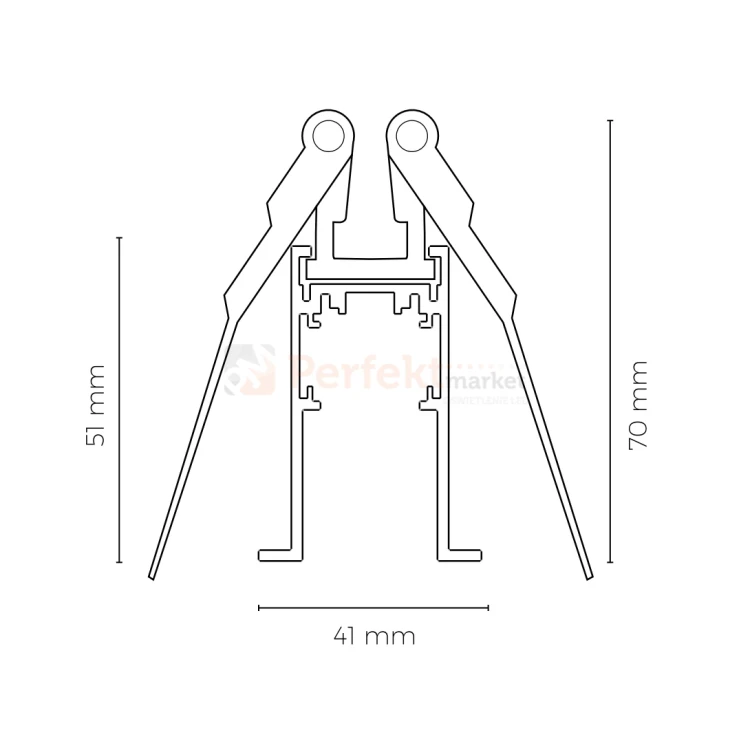 ucjwyt montażowy szyna magnetyczna podtynkowa SHIFT czarna z wąsem do wpuszczenia w GK wymiary perfektmarket.webp