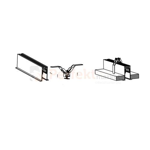 ucjwyt montażowy szyna magnetyczna podtynkowa SHIFT czarna z wąsem do wpuszczenia w GK montaz perfektmarket.webp