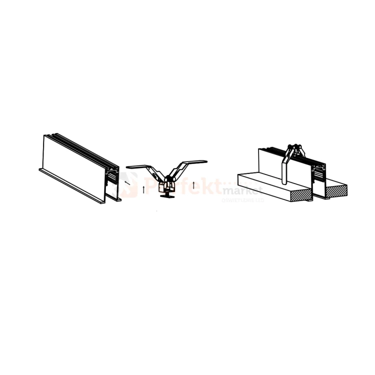 ucjwyt montażowy szyna magnetyczna podtynkowa SHIFT czarna z wąsem do wpuszczenia w GK montaz perfektmarket.webp