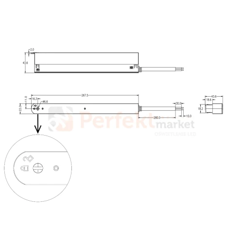 zasilacz do szyn magnetycznych SHIFT Genesis 48V 250W czarny wymiary perfektmarket.webp