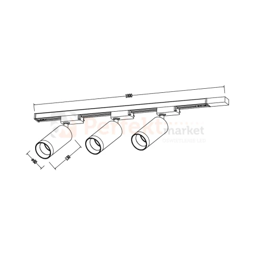 Zestaw oświetlenia szynowego 1F MICA TRACK czarno złoty 3 reflektory 1m szyna perfektmarket (4).webp