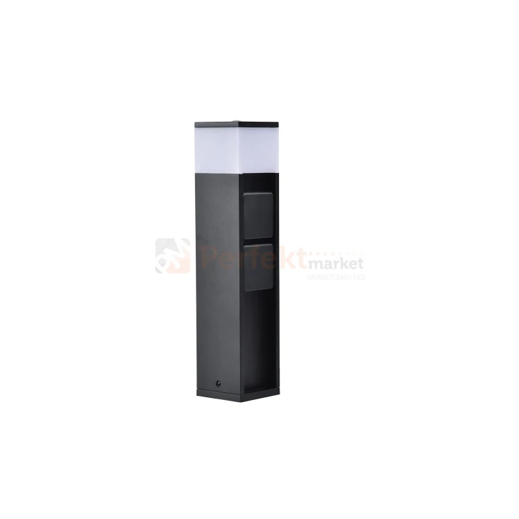 Lutec oprawa ogrodowa stojąca LED 36cm z gniazdami 2x230V i czujnikiem zmierzchu MAINS 7.5W 3000K czarny IP54.webp