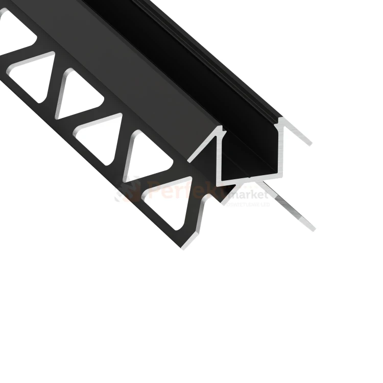 Profil LED do glazury narożny zewnętrzny do płytek CANTO czarny lakierowany perfektmarket.webp