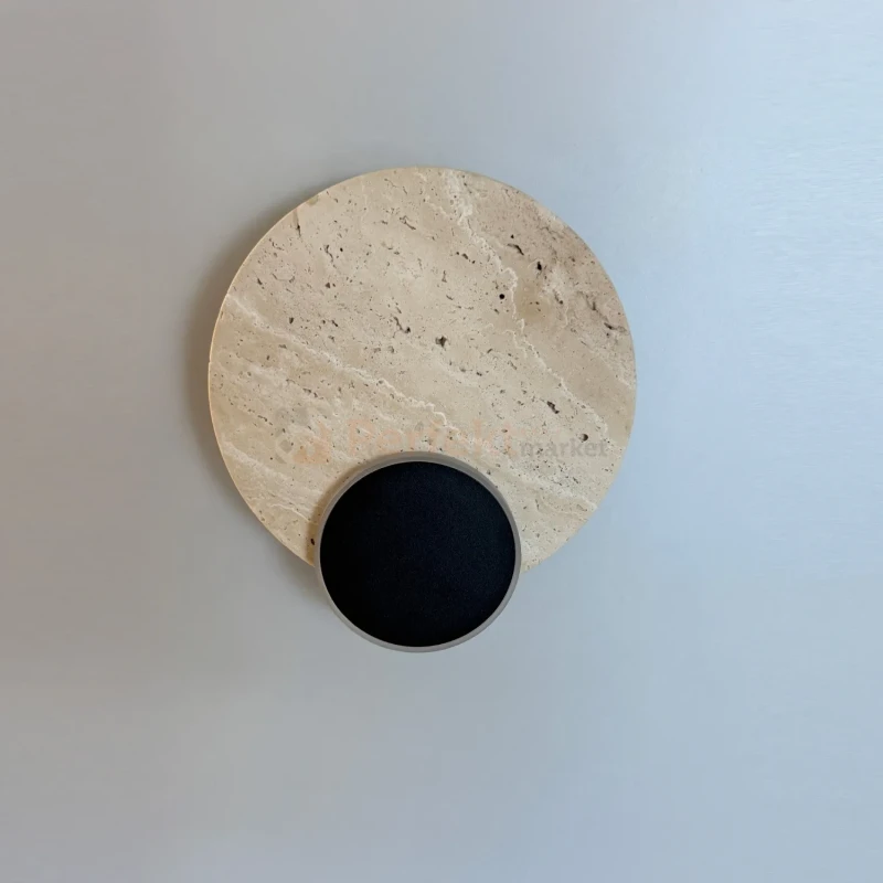 Eclipse Wall 10w kinkiet z trawertynu LED okrągły design naturalny wymiary perfektmarket.webp
