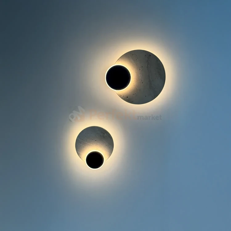 Eclipse Wall 10w kinkiet z trawertynu LED okrągły design naturalny perfektmarket.webp