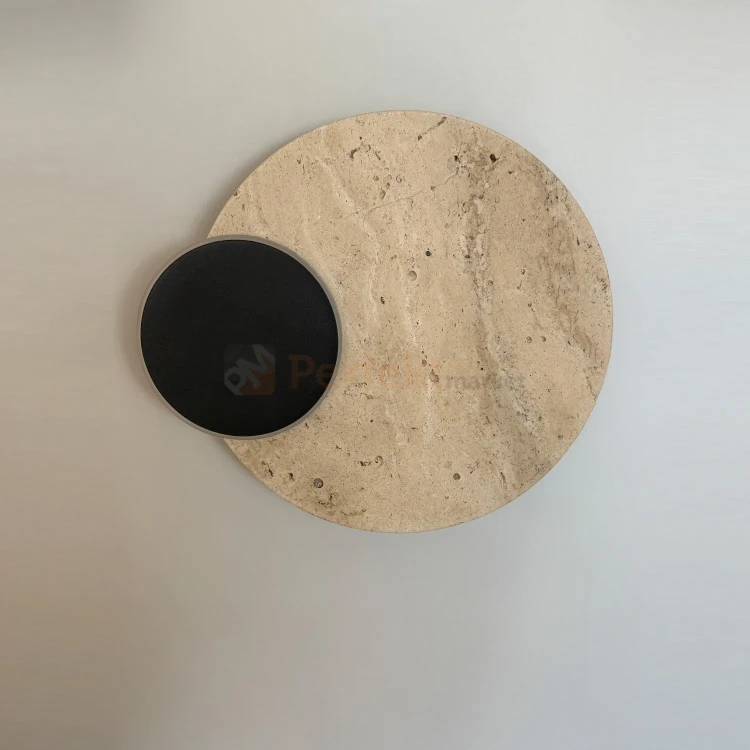 Eclipse Wall kinkiet z trawertynu LED okrągły design naturalny perfektmarket (1).webp
