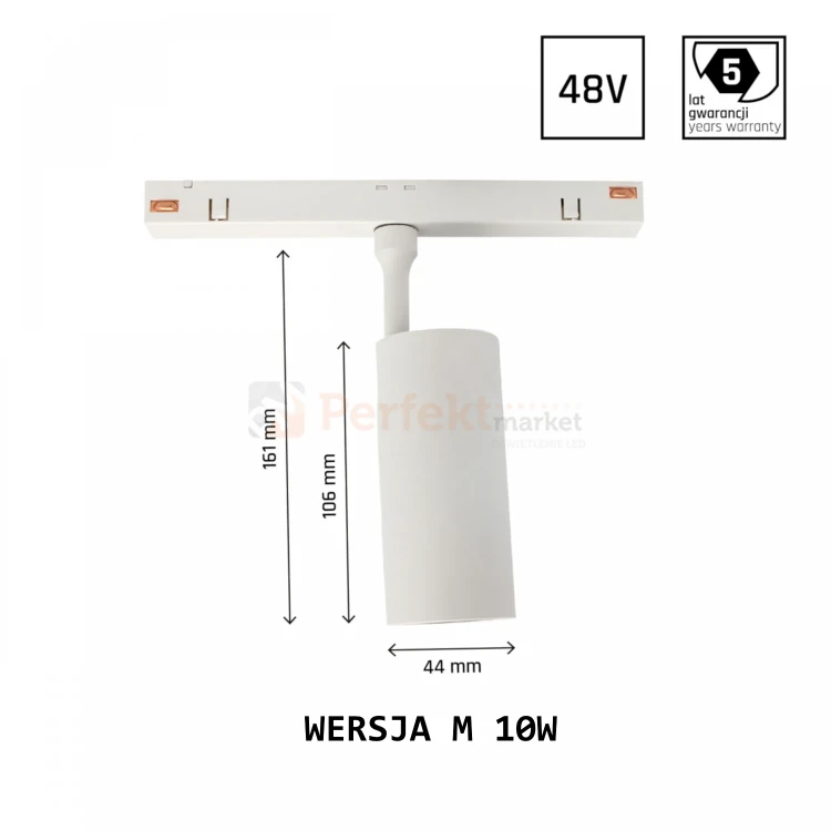 SPOT SHIFT 10W M CCT lampa na szynę 48V biała wymiary perfektmarket.webp