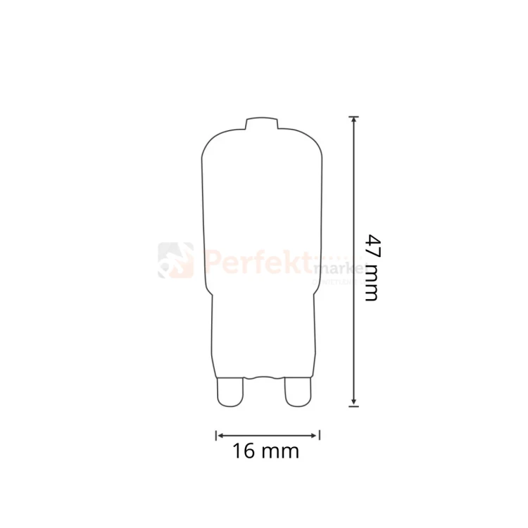 Żarówka LED G9 mini niska 2,5W 180lm 3000K 360° 3-pak wymiary perfektmarket.webp