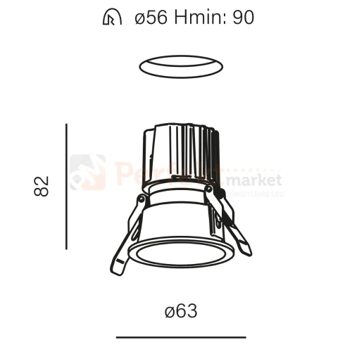 oprawa HOLLOW 6 LED hermetic M930 49 recessed white 38059-M930-WW-00-13 wymiary perfektmarket.webp