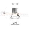 Aqform oprawa HOLLOW LED wpuszczana 41° IP20 3000K biała wymiary perfektmarket.webp