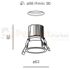 Aqform oprawa HOLLOW 6 LED wpuszczana 49° IP20 3000K czarna wymiary perfektmarket.webp