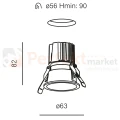 Aqform oprawa HOLLOW 6 LED wpuszczana 49° IP20 3000K czarna wymiary perfektmarket.webp