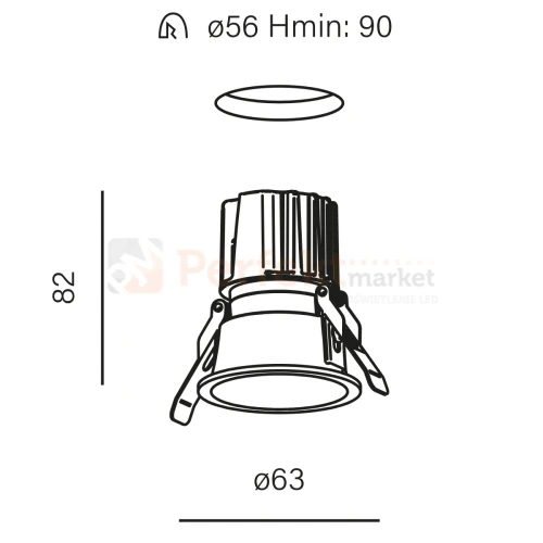 Aqform oprawa HOLLOW 6 LED wpuszczana 49° IP20 3000K czarna wymiary perfektmarket.webp