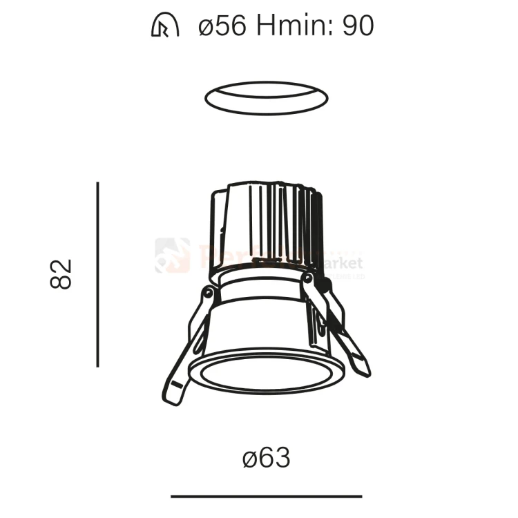 Aqform oprawa HOLLOW 6 LED wpuszczana 49° IP20 3000K czarna wymiary perfektmarket.webp