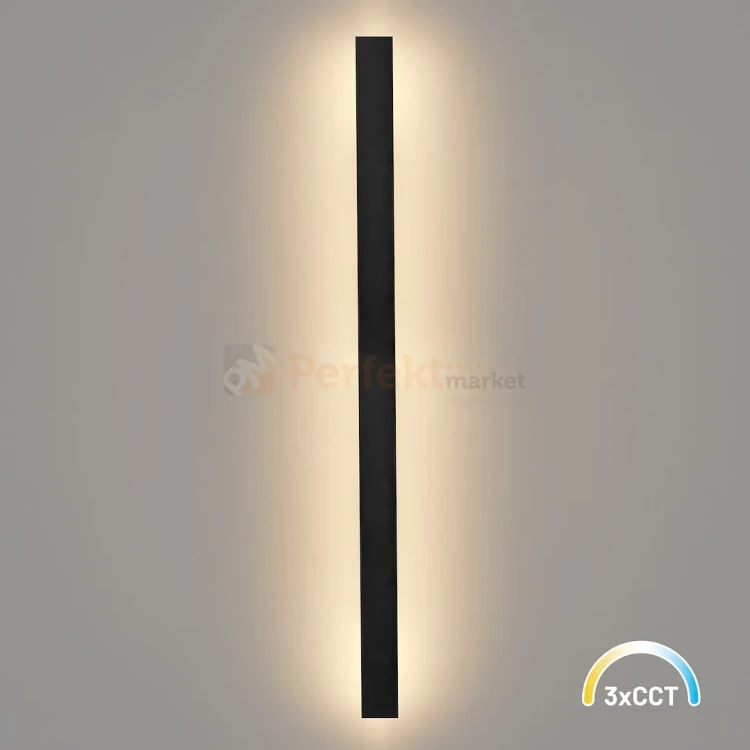 Lampa ścienna zewnętrzna liniowa na elewację 120cm LED WOW II CCT czarna IP54 perfektmarket (7).webp