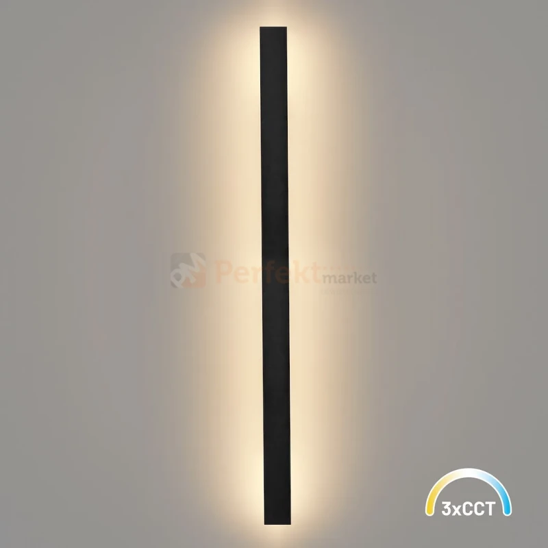 Lampa ścienna zewnętrzna liniowa na elewację 120cm LED WOW II CCT czarna IP54 montaż perfektmarket.webp