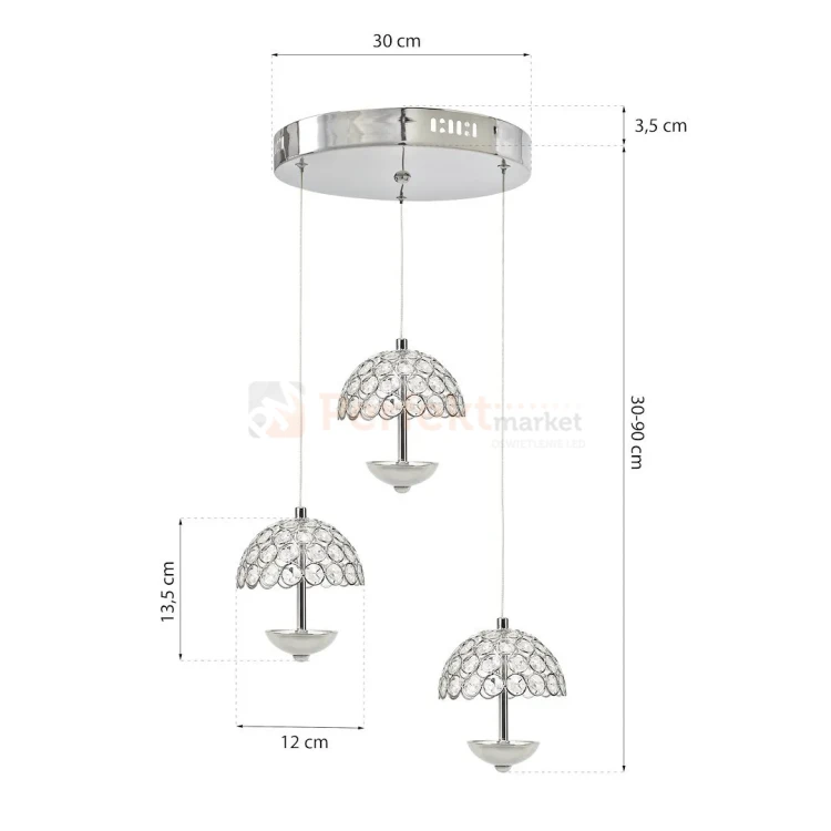 Lampa wisząca LED VENUS na kole chromowana, kryształ  4000K perfektmarket (2).webp
