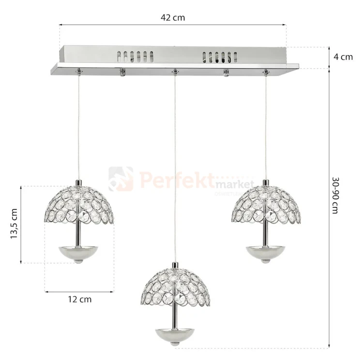 Lampa wisząca LED VENUS na listwie chromowana, kryształ 4000K ML315 perfektmarket (3).webp