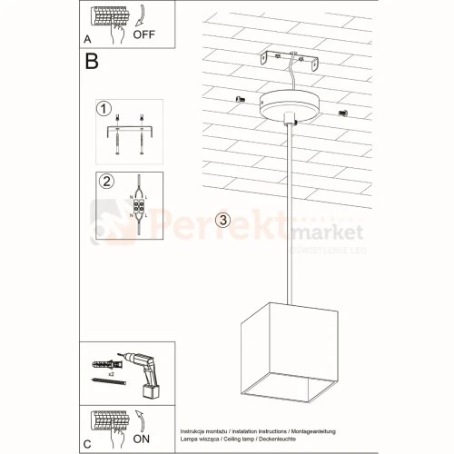 Lampa wisząca kostka Sollux Quad 1xGU10 SL.0061 IP20 - szara 02